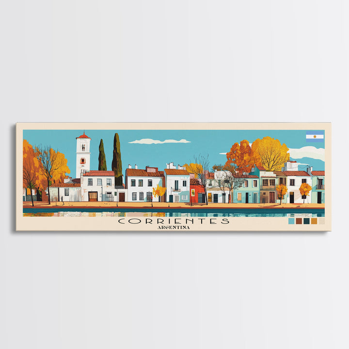Corrientes, Argentina Panoramic Canvas Print, Corrientes, Argentina Painting, Argentina Art, Corrientes Travel Poster, Travel Art, Vacation Gift