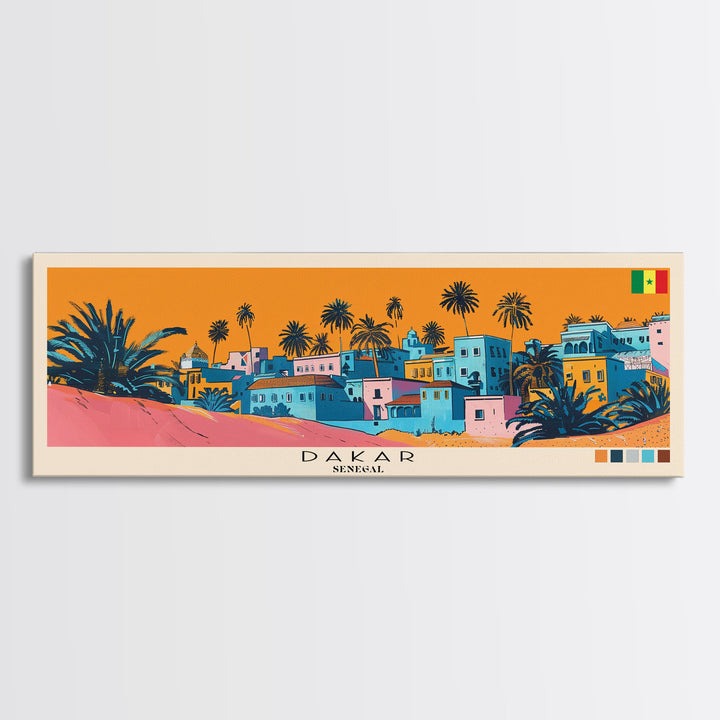 Dakar, Senegal Panoramic Canvas Print, Dakar, Senegal Painting, Senegal Art, Dakar Travel Poster, Travel Art, Vacation Gift