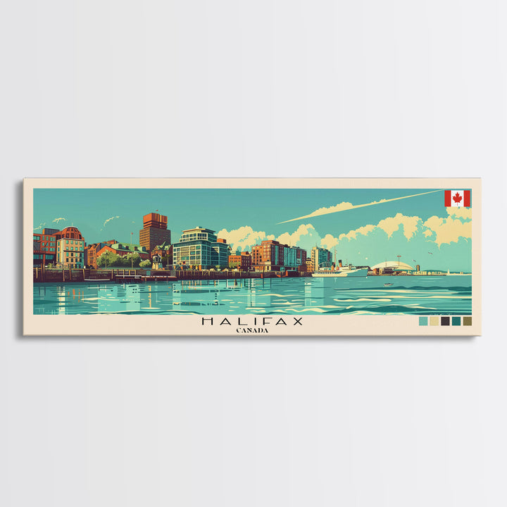 Halifax, Canada Panoramic Canvas Print, Halifax, Canada Painting, Canada Art, Halifax Travel Poster, Travel Art, Vacation Gift