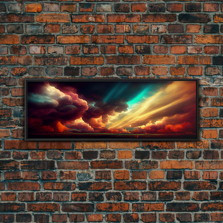 A stormy cloudy sky at dusk, synthwave, canvas print, Big Texas Skies, water color, storm art, extra large panoramic landscape wall decor