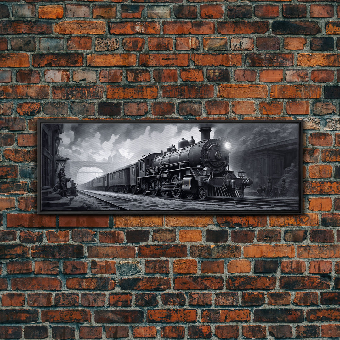 Steam Train Wall Art Framed Canvas Print, Framed Art, Train Decor, Conductor Art, Train Art, Train Gifts