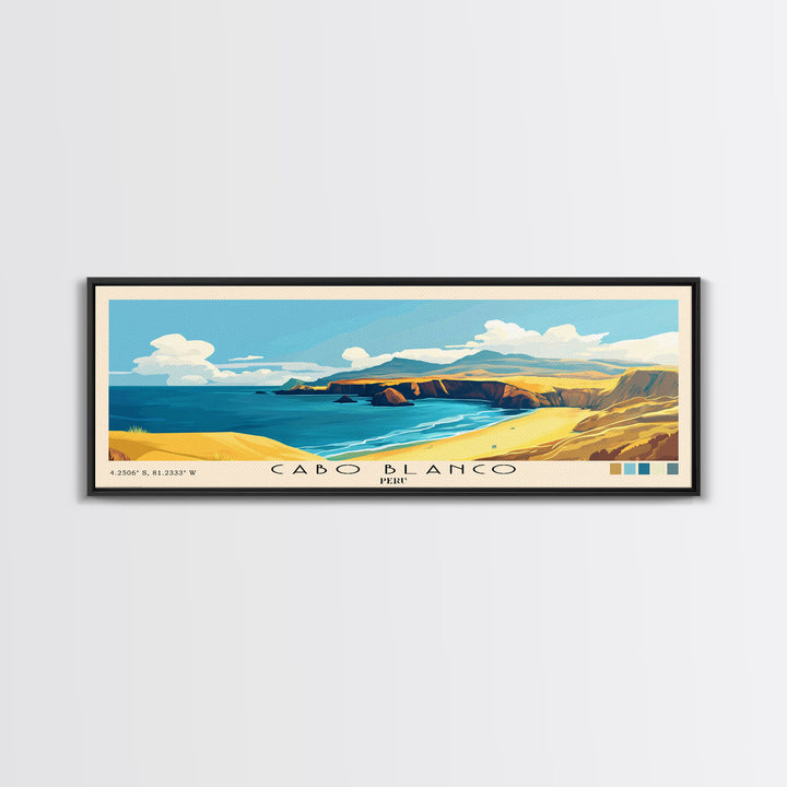 Cabo Blanco, Peru Panoramic Print, Vacation Gift, Peru Wall Art, Vacation Wall Art, Vacatation Memories, Beach Decor, Beach Or Lakehouse Art