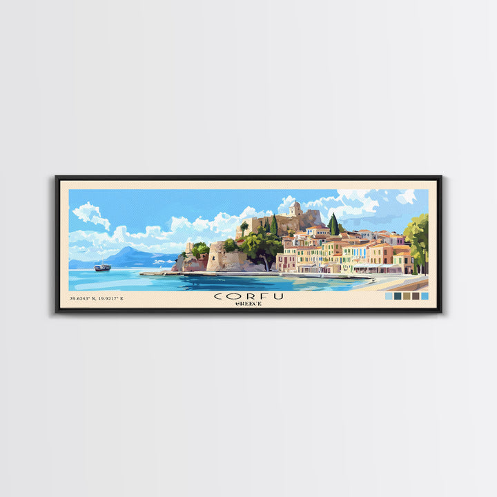 Corfu, Greece Panoramic Print, Vacation Gift, Greece Wall Art, Vacation Wall Art, Vacatation Memories, Beach Decor, Beach Or Lakehouse Art