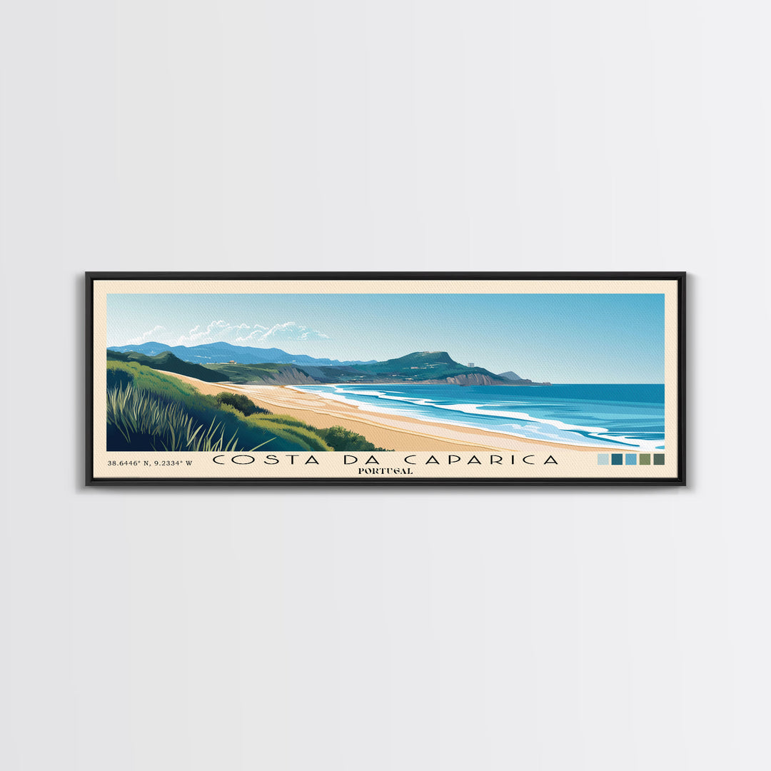 Costa da Caparica, Portugal Panoramic Print, Vacation Gift, Portugal Wall Art, Vacation Wall Art, Vacatation Memories, Beach Decor, Beach Or Lakehouse Art