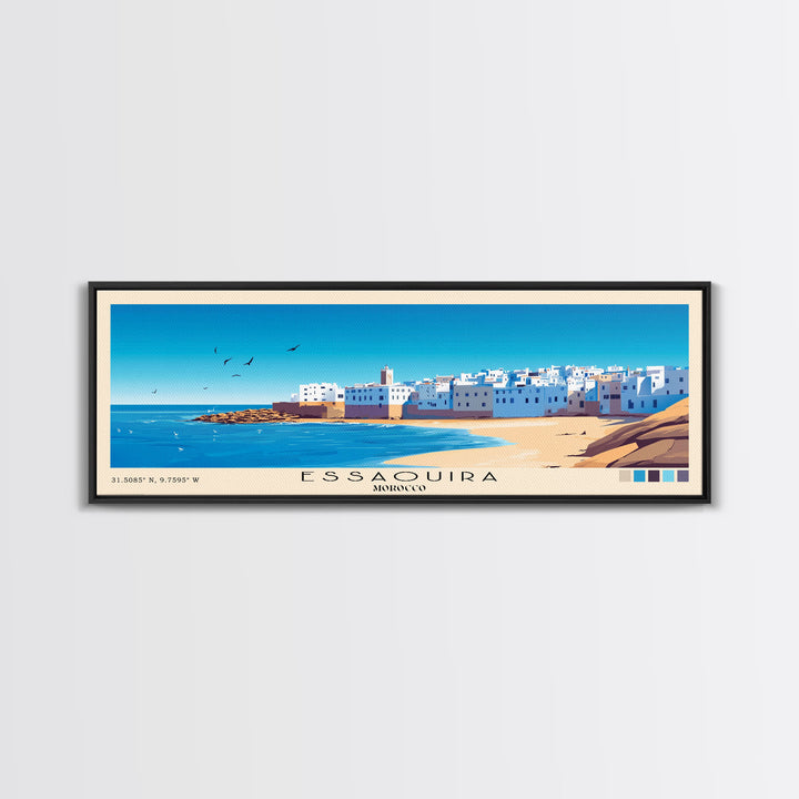 Essaouira, Morocco Panoramic Print, Vacation Gift, Morocco Wall Art, Beach Painting, Beach Decor, Beach Or Lakehouse Art