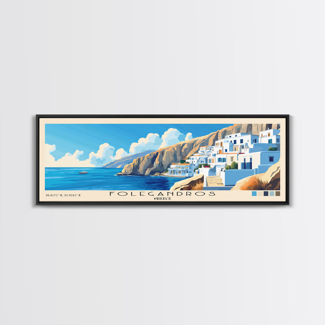 Folegandros, Greece Panoramic Print, Vacation Gift, Greece Wall Art, Vacation Wall Art, Vacatation Memories, Beach Decor, Beach Or Lakehouse Art