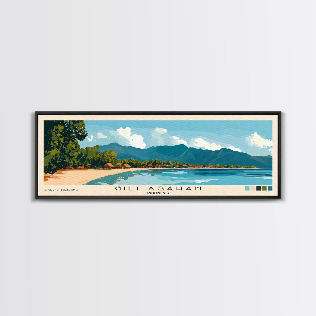 Gili Asahan, Indonesia Panoramic Print, Vacation Gift, Indonesia Wall Art, Vacation Wall Art, Vacatation Memories, Beach Decor, Beach Or Lakehouse Art