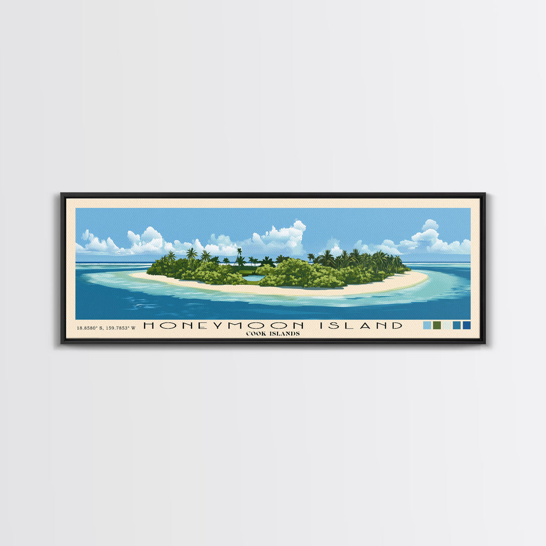 Honeymoon Island, Cook Islands Panoramic Print, Vacation Gift, Cook Islands Wall Art, Vacation Wall Art, Vacatation Memories, Beach Decor, Beach Or Lakehouse Art