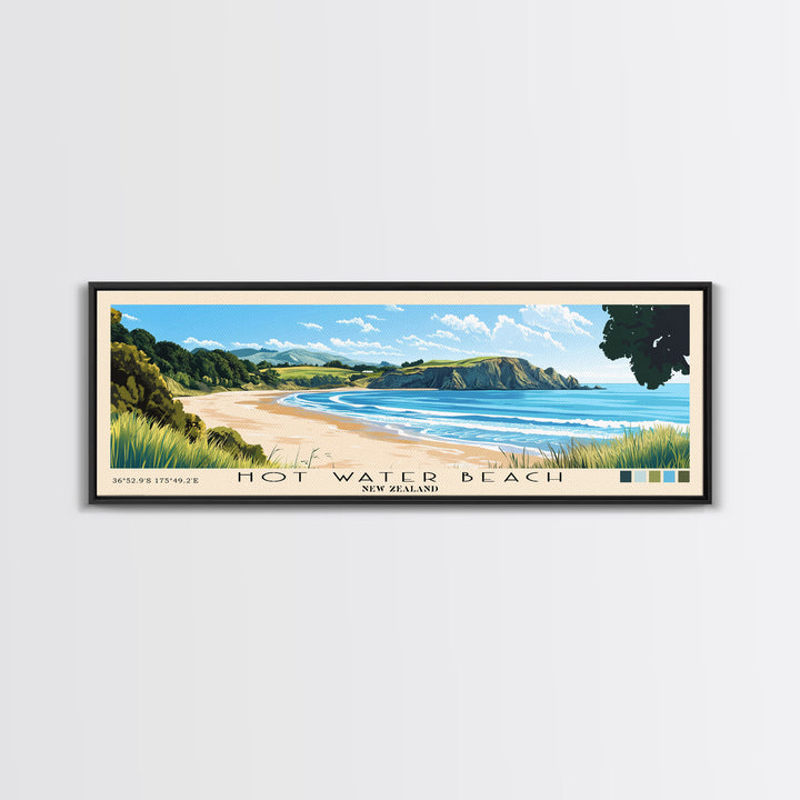 Hot Water Beach, New Zealand Panoramic Print, Vacation Gift, New Zealand Wall Art, Vacation Wall Art, Vacatation Memories, Beach Decor, Beach Or Lakehouse Art