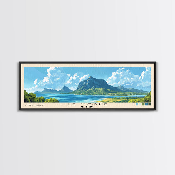 Le Morne, Mauritius Panoramic Print, Vacation Gift, Mauritius Wall Art, Beach Painting, Beach Decor, Beach Or Lakehouse Art