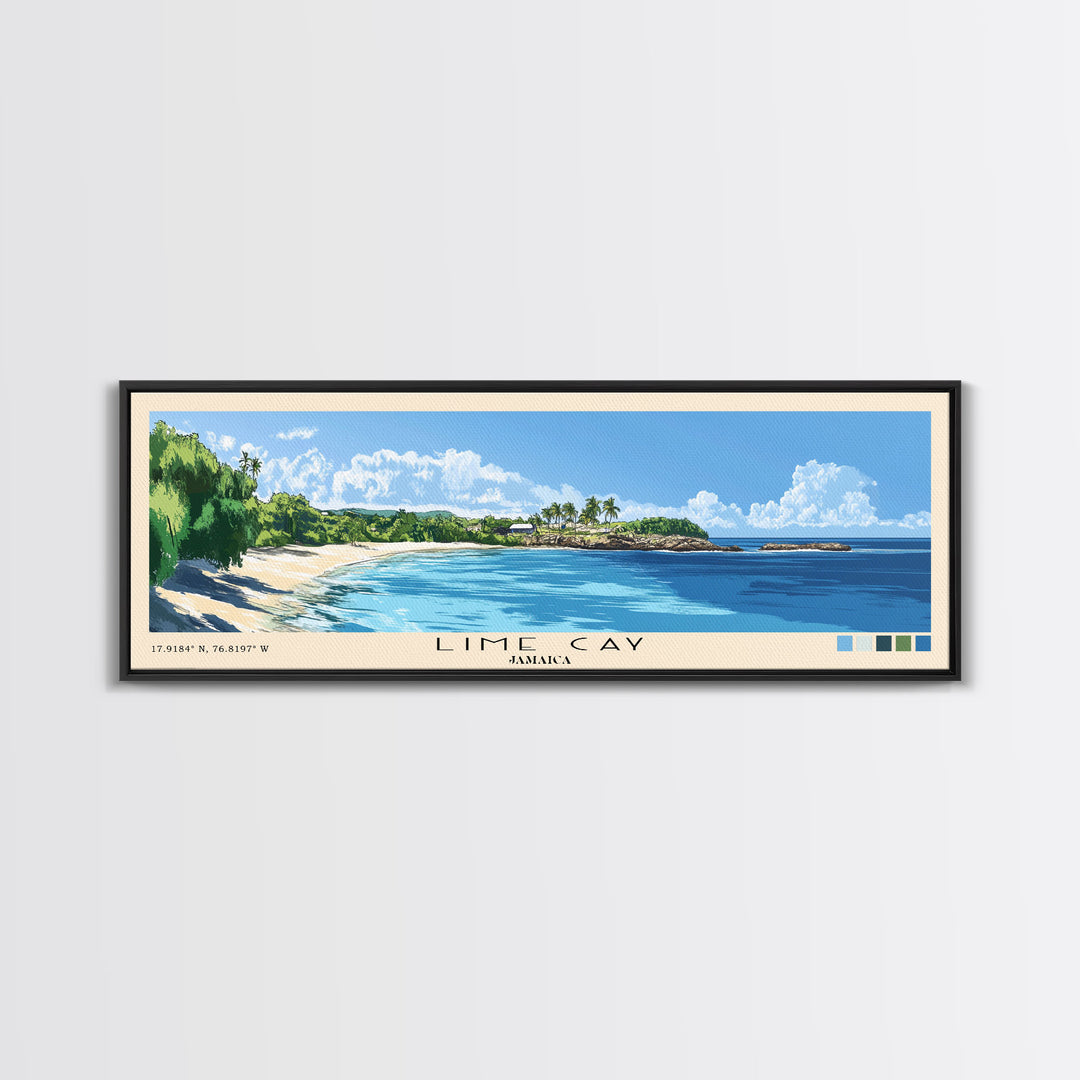 Lime Cay, Jamaica Panoramic Print, Vacation Gift, Jamaica Wall Art, Beach Painting, Beach Decor, Beach Or Lakehouse Art