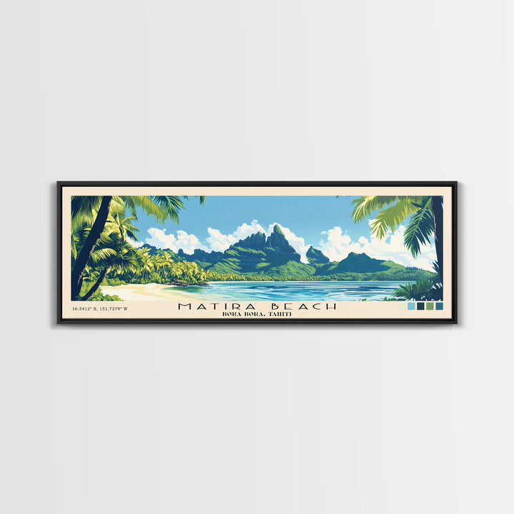 Matira Beach, Bora Bora, Tahiti Panoramic Print, Vacation Gift, Bora Bora, Tahiti Wall Art, Vacation Wall Art, Vacatation Memories, Beach Decor, Beach Or Lakehouse Art
