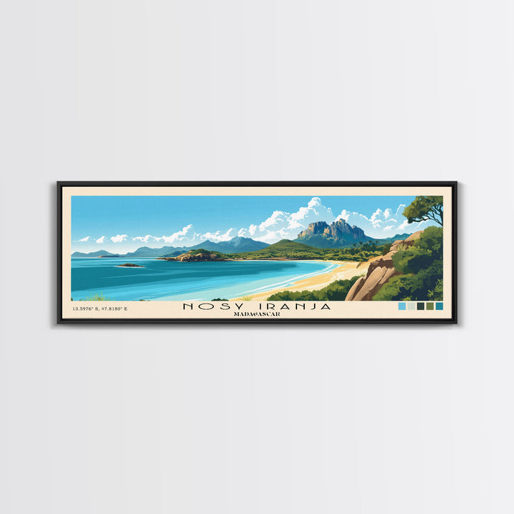 Nosy Iranja, Madagascar Panoramic Beach Print, Vacation Gift, Madagascar Wall Art, Framed Canvas Print, Framed Beach Painting