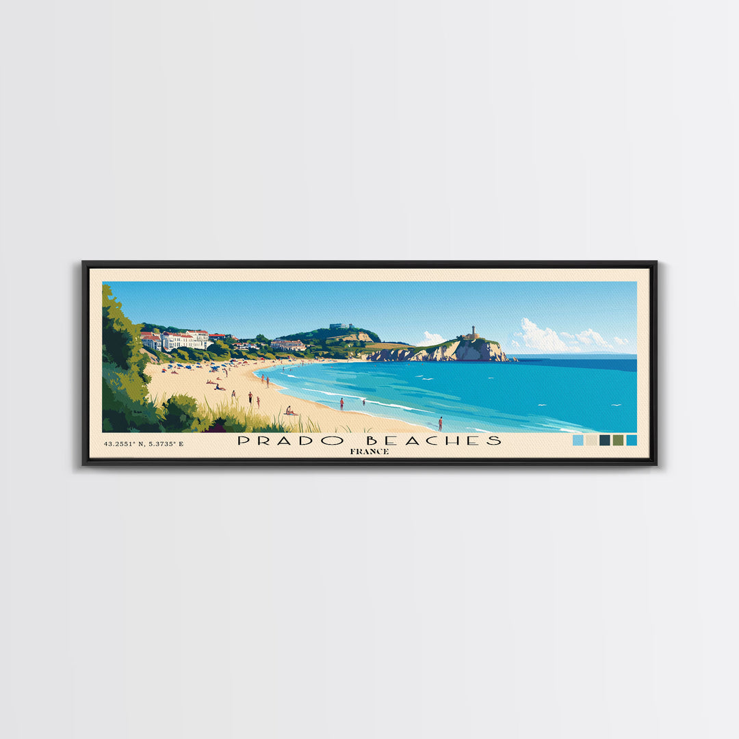 Prado Beaches, France Panoramic Print, Vacation Gift, France Wall Art, Vacation Wall Art, Vacatation Memories, Beach Decor, Beach Or Lakehouse Art
