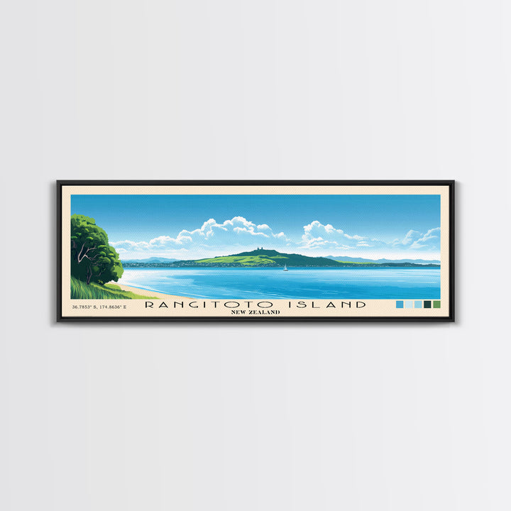 Rangitoto Island, New Zealand Panoramic Print, Vacation Gift, New Zealand Wall Art, Vacation Wall Art, Vacatation Memories, Beach Decor, Beach Or Lakehouse Art