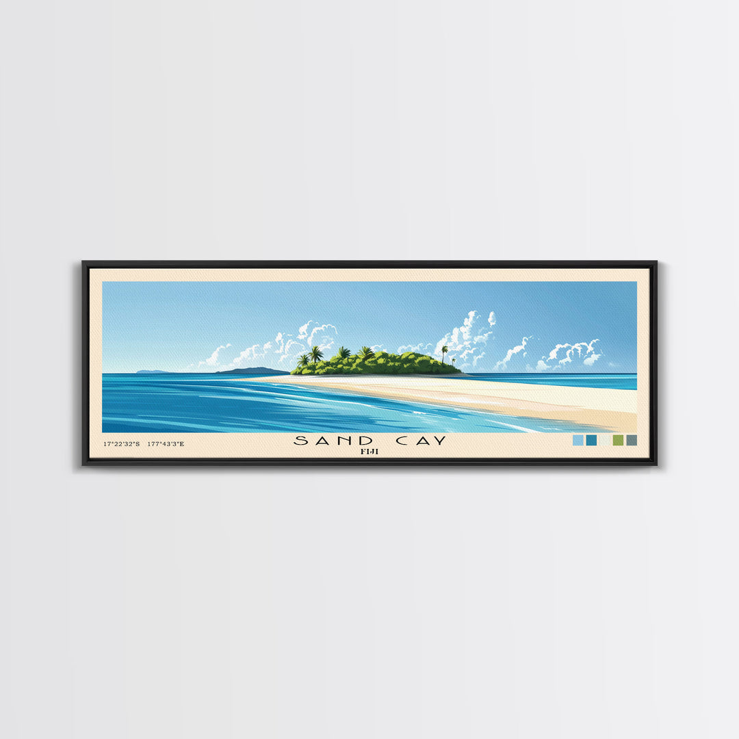 Sand Cay, Fiji Panoramic Beach Print, Vacation Gift, Fiji Wall Art, Beach Painting, Beach Decor, Beach Painting