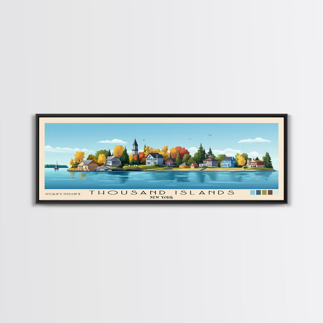 Thousand Islands, New York Panoramic Print, Vacation Gift, New York Wall Art, Vacation Wall Art, Vacatation Memories, Beach Decor, Beach Or Lakehouse Art