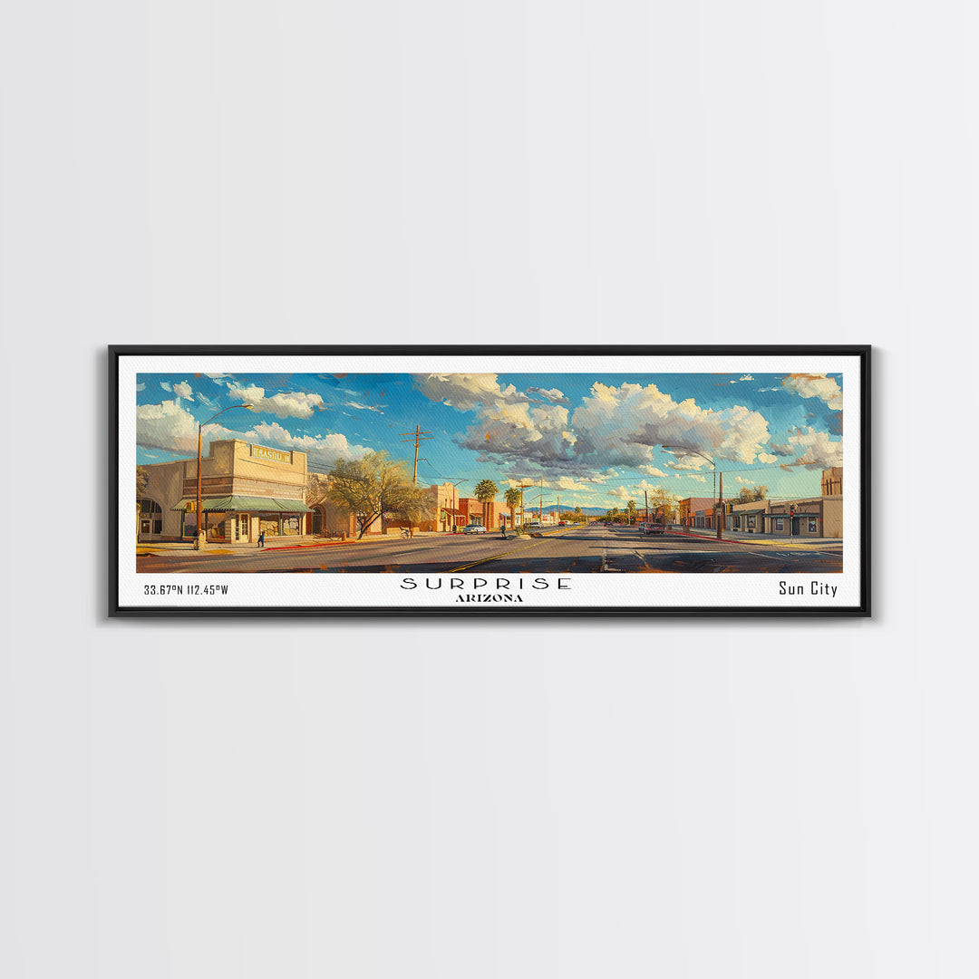 Surprise Arizona Travel Poster, Framed Canvas Print, Wall Art, Home Decor, Office Art, Living Room Art, Travel Gift, Vintage Style