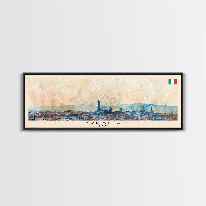 Brescia Italy Travel Print Wall Art, Panoramic City Art, Travel Art, Wall Decor, Vacation Gift, Framed Canvas Print Or Metal Art