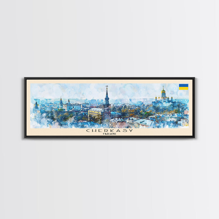 Cherkasy Ukraine Travel Art, City Art, Framed Canvas Print or Metal Wall Art, Europe Travel Poster, Panoramic Wall Art, Extra Wide Wall Art