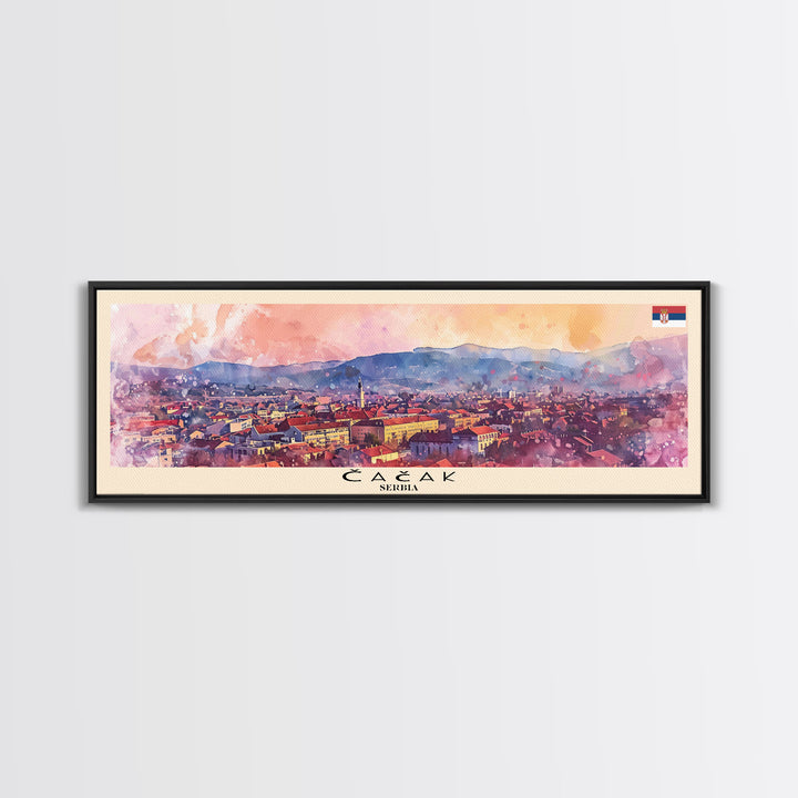 Čačak Serbia Wall Art, Panoramic Travel Poster, Panoramic Framed Canvas Print, City Wall Art, Wall Hanging Home Decor, Travel Art