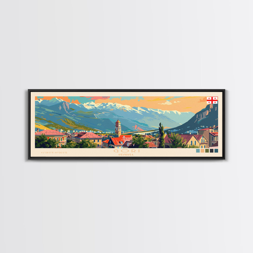 Gori Georgia Travel Print Wall Art, Panoramic City Art, Travel Art, Wall Decor, Vacation Gift, Framed Canvas Print Or Metal Art