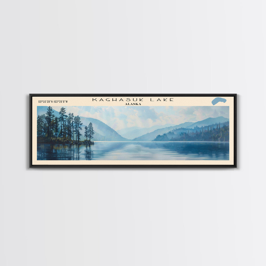 Kaghasuk Lake Framed Canvas Print, Panoramic Lake House Decor, Wall Art, Travel Poster, Stunning Lake Painting, Nature Art