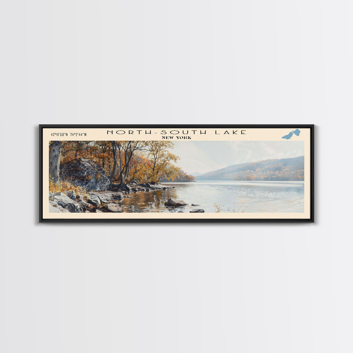 Panguitch Lake Utah Framed Canvas Print, Lake House Decor, Panoramic Wall Art, Travel Poster, Beautiful Landscape Painting, Living Room Decor