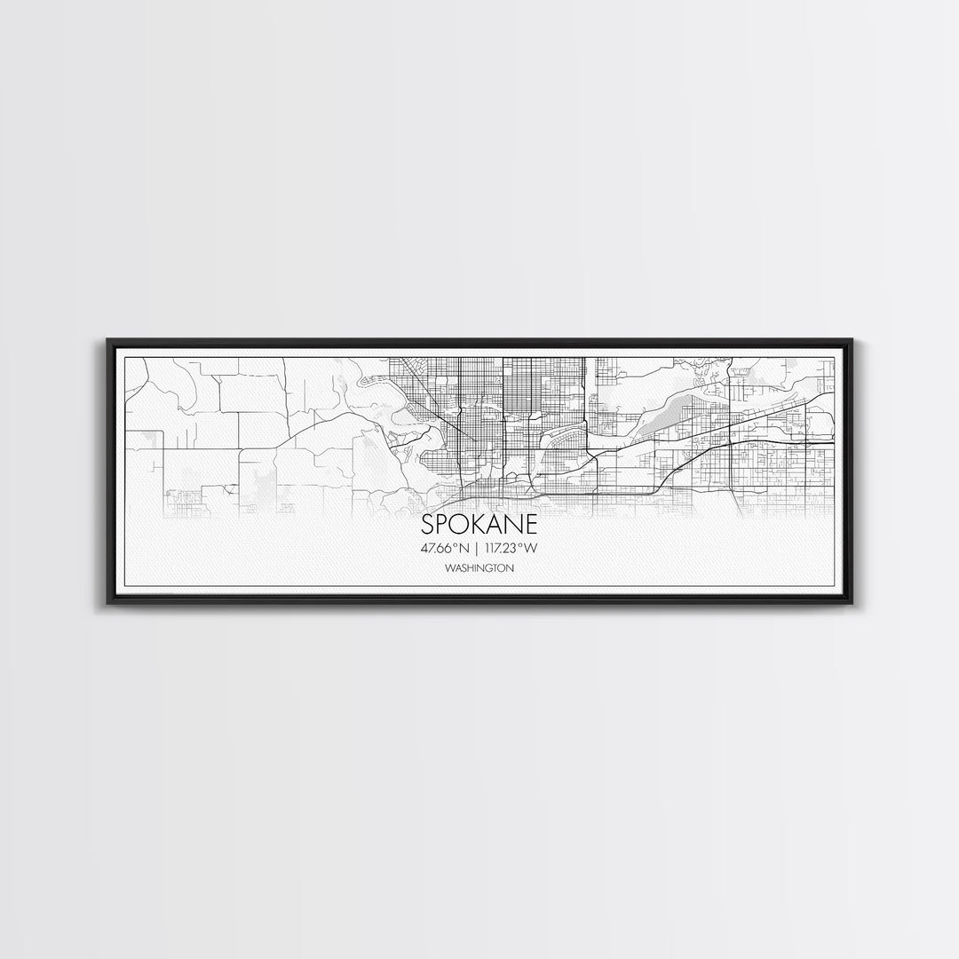 Panoramic Spokane City Map, Washington Art, Map Print, Minimalist Wall Art, Canvas Art, Housewarming Gift, Street Map Art, Closing Gift