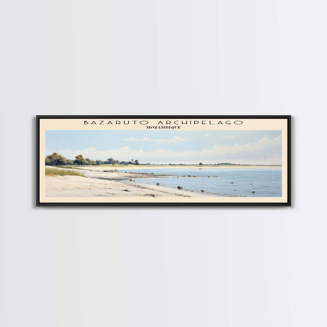 Bazaruto Archipelago Travel Art Framed Canvas Print, COUNTRY Wall Decor, Home Decor, Travel Poster, Vintage Wall Art, Watercolor Painting