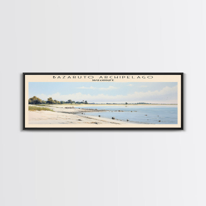 Bazaruto Archipelago Travel Art Framed Canvas Print, COUNTRY Wall Decor, Home Decor, Travel Poster, Vintage Wall Art, Watercolor Painting