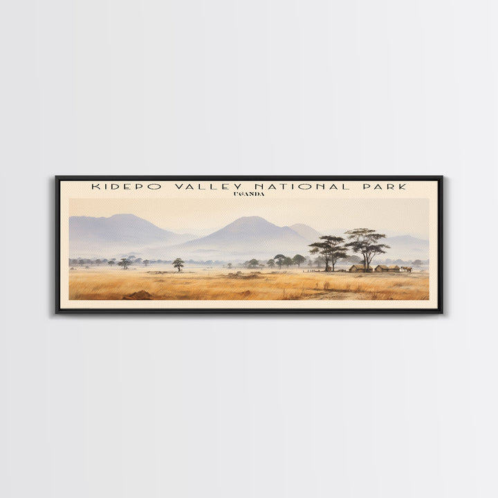 Kidepo Valley National Park Retro Style Travel Poster - Framed Canvas Print - COUNTRY Travel Decor | Vintage Style Home Decor - Travel Print - Wall Art