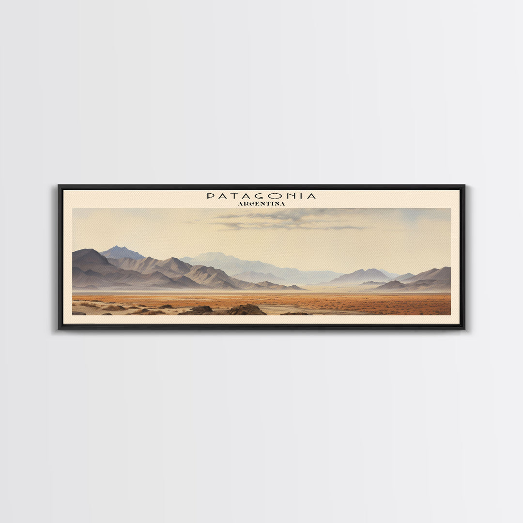 Patagonia COUNTRY Travel Poster Print, Framed Canvas Print, COUNTRY Travel Art, Wood Framed Art, Wall Hanging, Home Decor