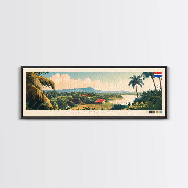 Capiata, Paraguay Panoramic Travel Poster Canvas Print, Capiata, Paraguay Painting, Paraguay Art, Capiata Travel Art, Living Room Painting