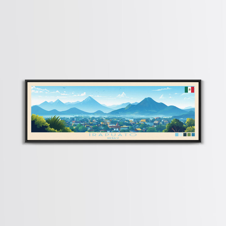 Irapuato, Mexico Panoramic Travel Poster Canvas Print, Irapuato, Mexico Painting, Mexico Art, Irapuato Panoramic Travel Art, Travel Painting