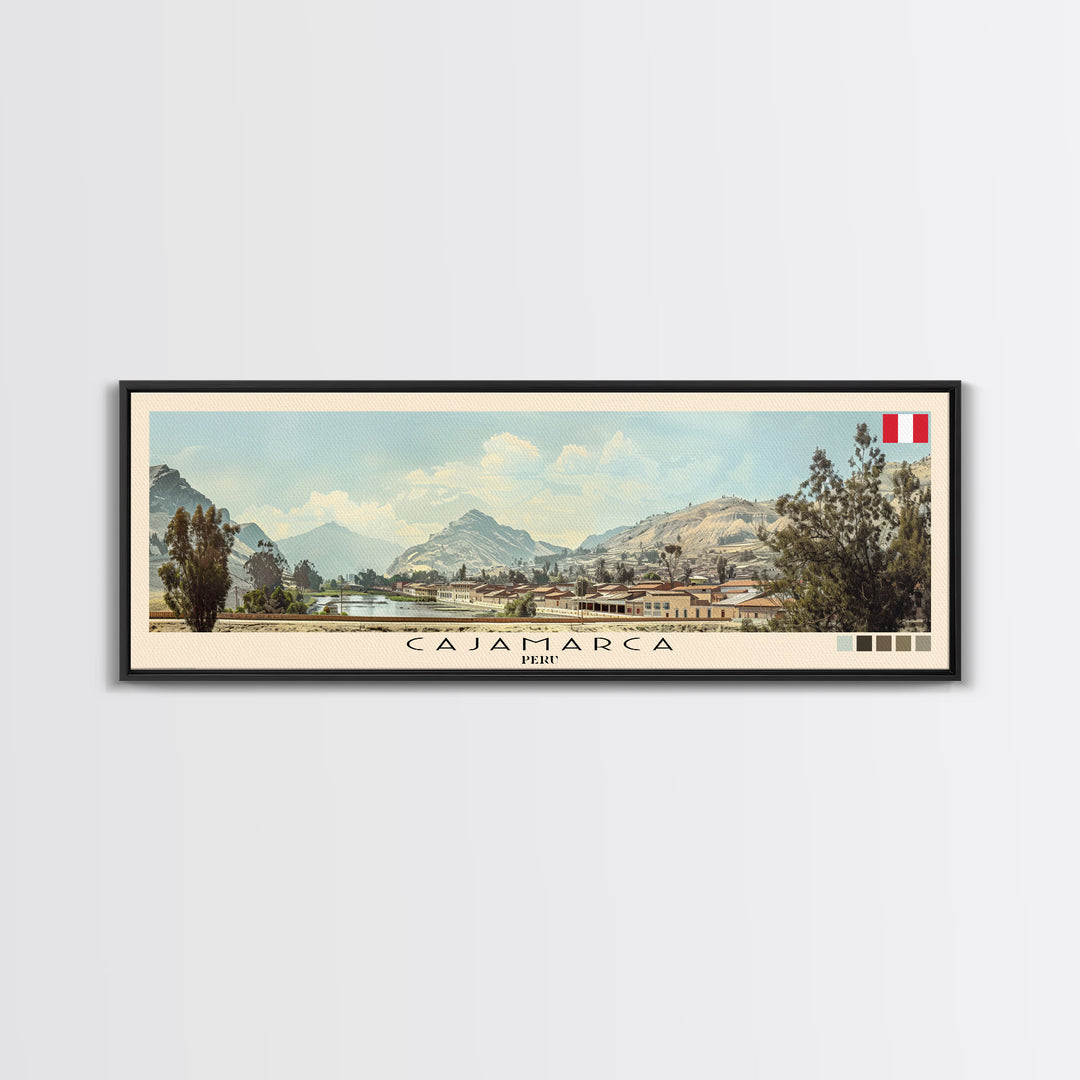 Cajamarca, Peru Panoramic Canvas Print, Cajamarca, Peru Painting, Peru Art, Cajamarca Travel Poster, Travel Art, Guest Room Painting