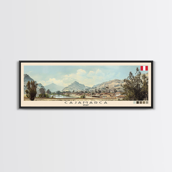 Cajamarca, Peru Panoramic Canvas Print, Cajamarca, Peru Painting, Peru Art, Cajamarca Travel Poster, Travel Art, Guest Room Painting