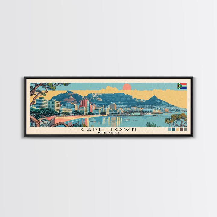 Cape Town, South Africa Panoramic Canvas Print, Cape Town, South Africa Painting, South Africa Art, Cape Town Travel Poster, Travel Art, Housewarming Gift