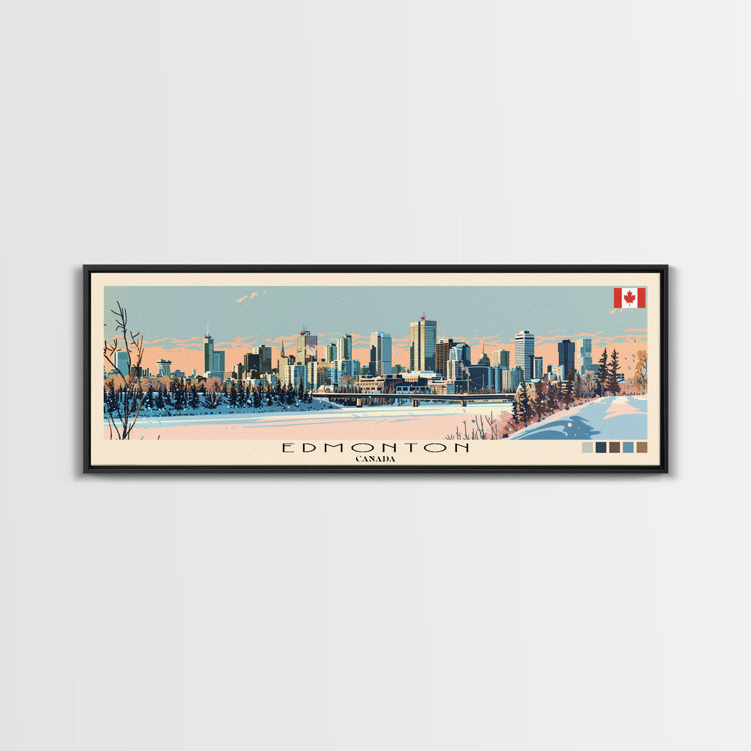 Edmonton, Canada Panoramic Canvas Print, Edmonton, Canada Painting, Canada Art, Edmonton Travel Poster, Travel Art, Living Room Painting
