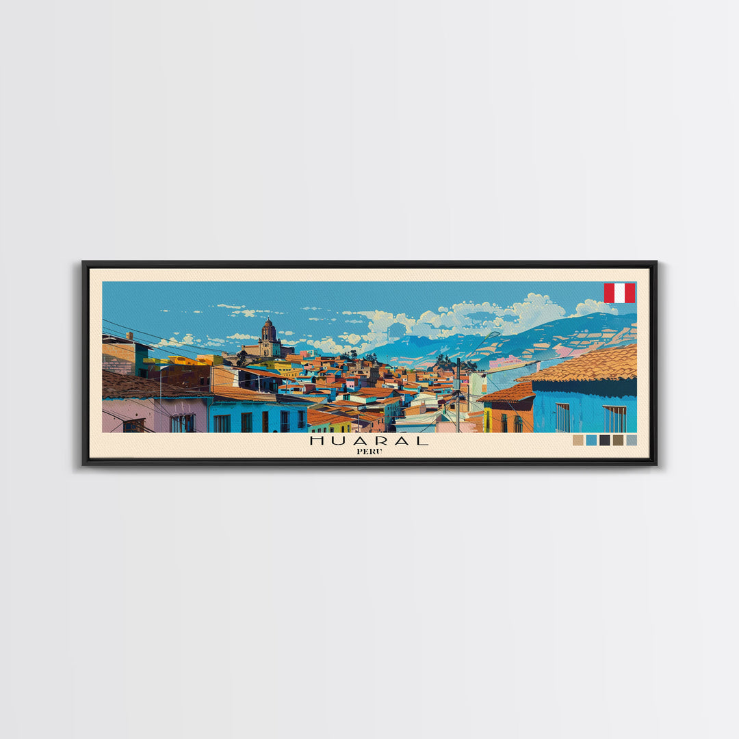 Huaral, Peru Panoramic Canvas Print, Huaral, Peru Painting, Peru Art, Huaral Travel Poster, Travel Art, Housewarming Gift