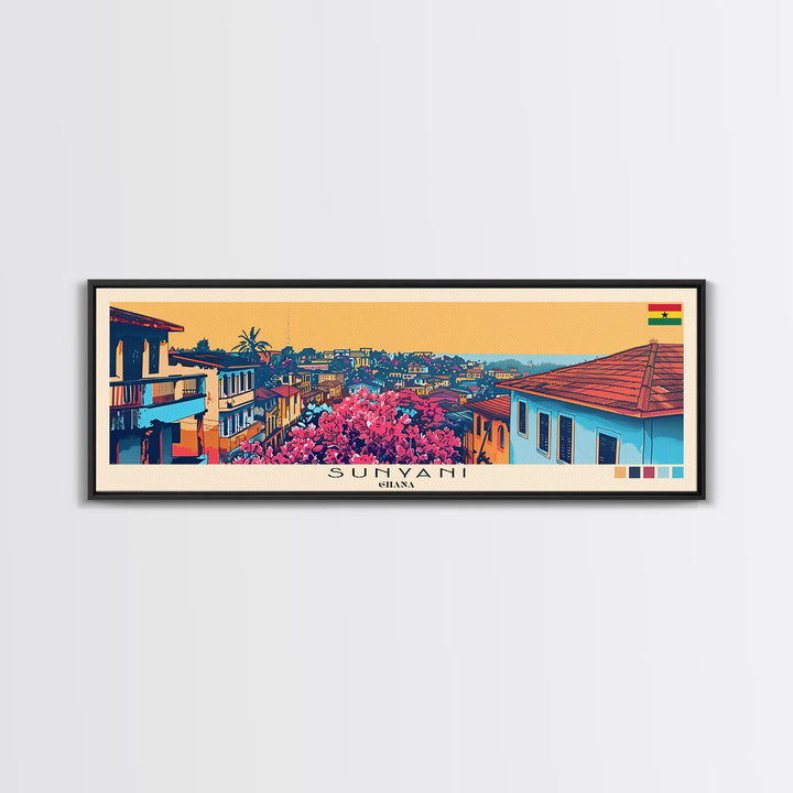 Sunyani, Ghana Panoramic Canvas Print, Sunyani, Ghana Painting, Ghana Art, Sunyani Travel Poster, Travel Art, Guest Room Painting