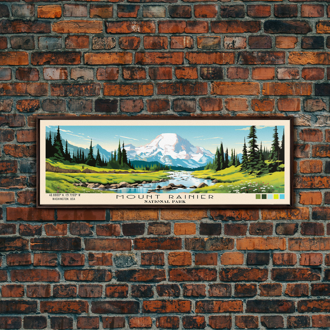 Mount Rainier National Park Panoramic Travel Art, National Park Print ...