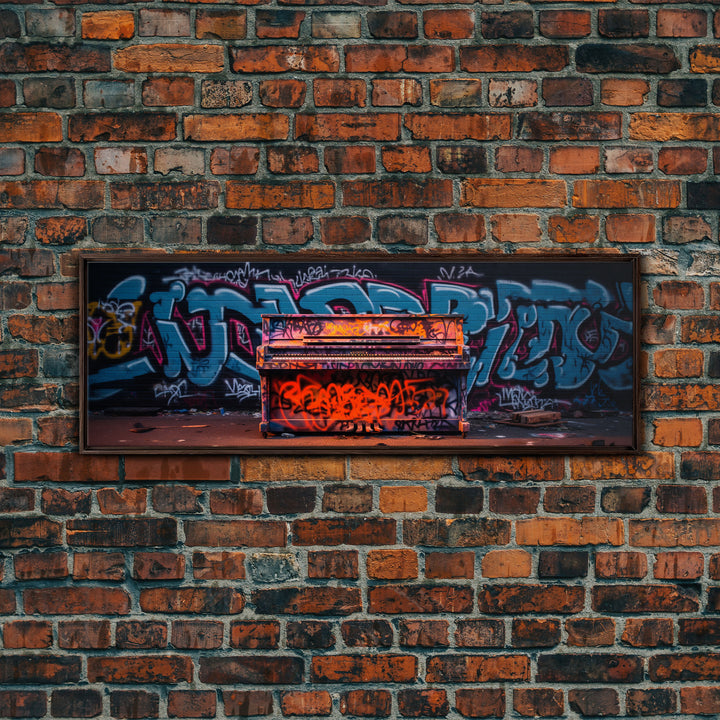 Graffiti Covered Piano Extra Large Wall Art, Street Art Canvas Art Print, Living Room Wall Art, Game Room Decor, Colorful Gift for Teenagers