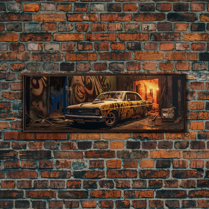 Graffiti Punk Wall Art, Street Art, Framed Canvas Print, Detroit Muscle, Limited Edition, High Quality Art, Game Room Art, Mancave