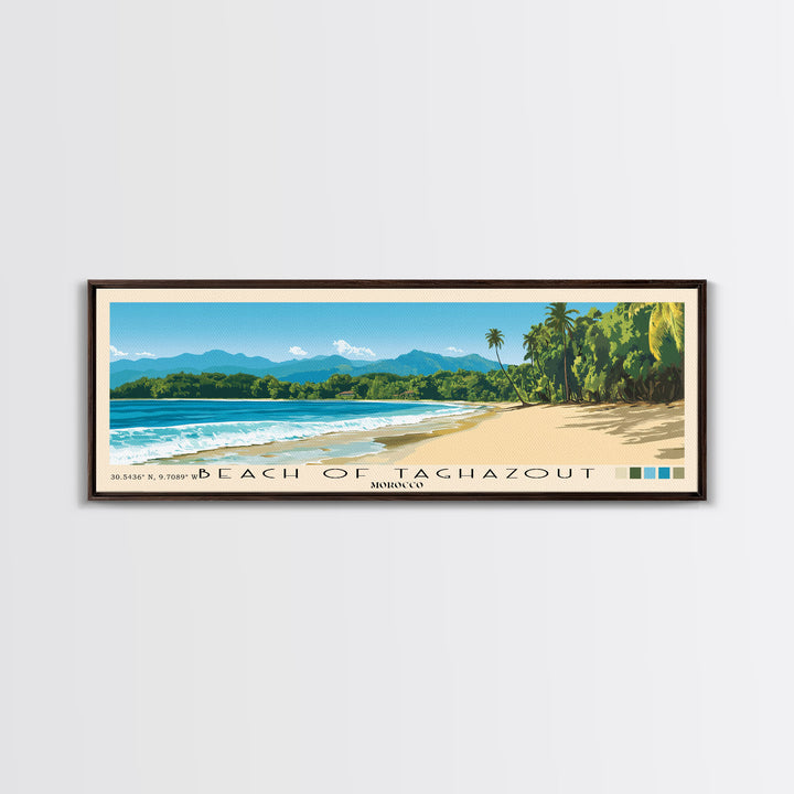 Beach of Taghazout, Morocco Panoramic Beach Print, Vacation Gift, Morocco Wall Art, Beach Painting, Beach Decor, Beach Painting