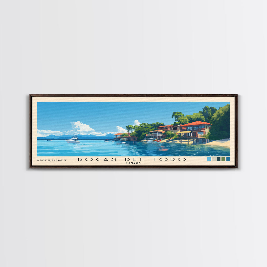 Bocas del Toro , Panamá Panoramic Beach Print, Vacation Gift, Panamá Wall Art, Beach Painting, Beach Decor, Beach Painting