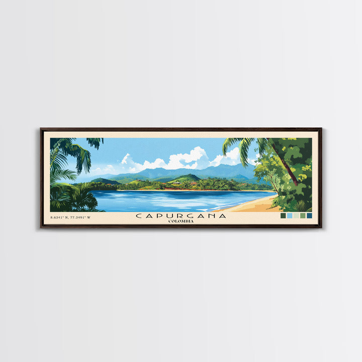 Capurgana, Colombia Panoramic Beach Print, Vacation Gift, Colombia Wall Art, Beach Painting, Beach Decor, Beach Painting