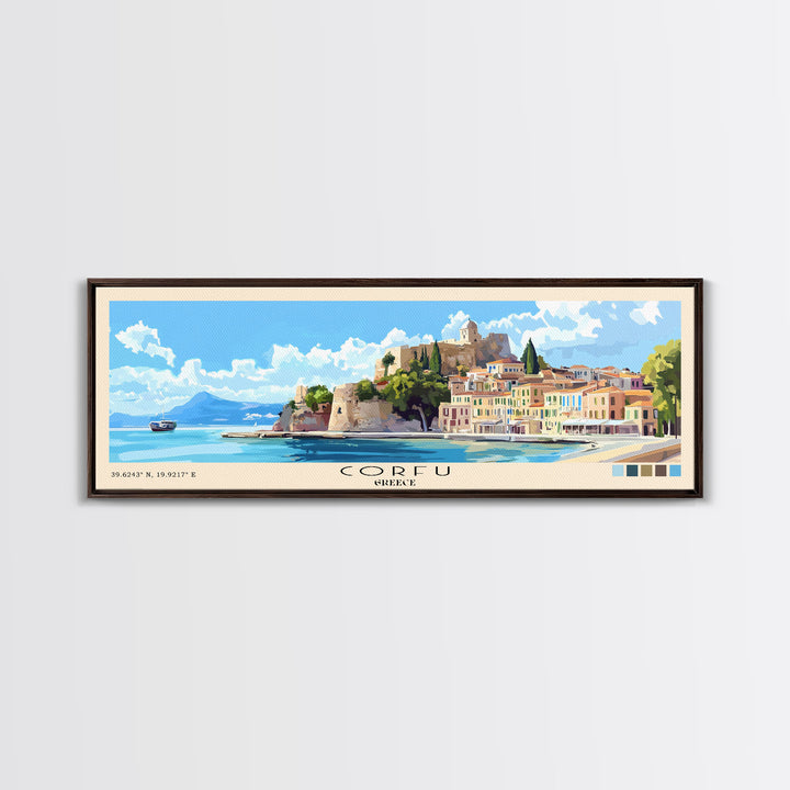 Corfu, Greece Panoramic Print, Vacation Gift, Greece Wall Art, Vacation Wall Art, Vacatation Memories, Beach Decor, Beach Or Lakehouse Art