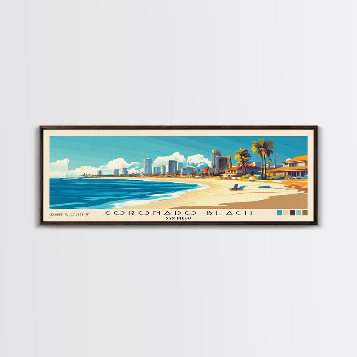 Coronado Beach, San Diego Panoramic Print, Vacation Gift, San Diego Wall Art, Vacation Wall Art, Vacatation Memories, Beach Decor, Beach Or Lakehouse Art