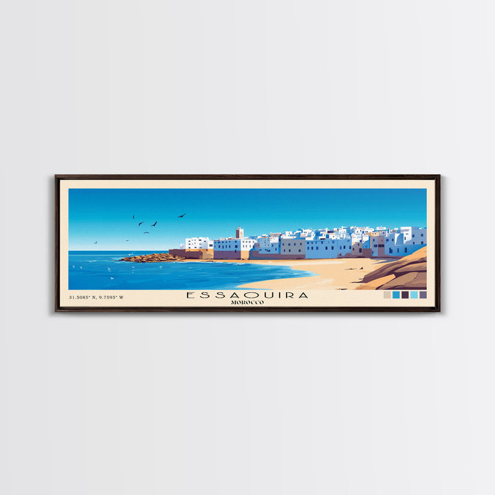 Essaouira, Morocco Panoramic Print, Vacation Gift, Morocco Wall Art, Beach Painting, Beach Decor, Beach Or Lakehouse Art